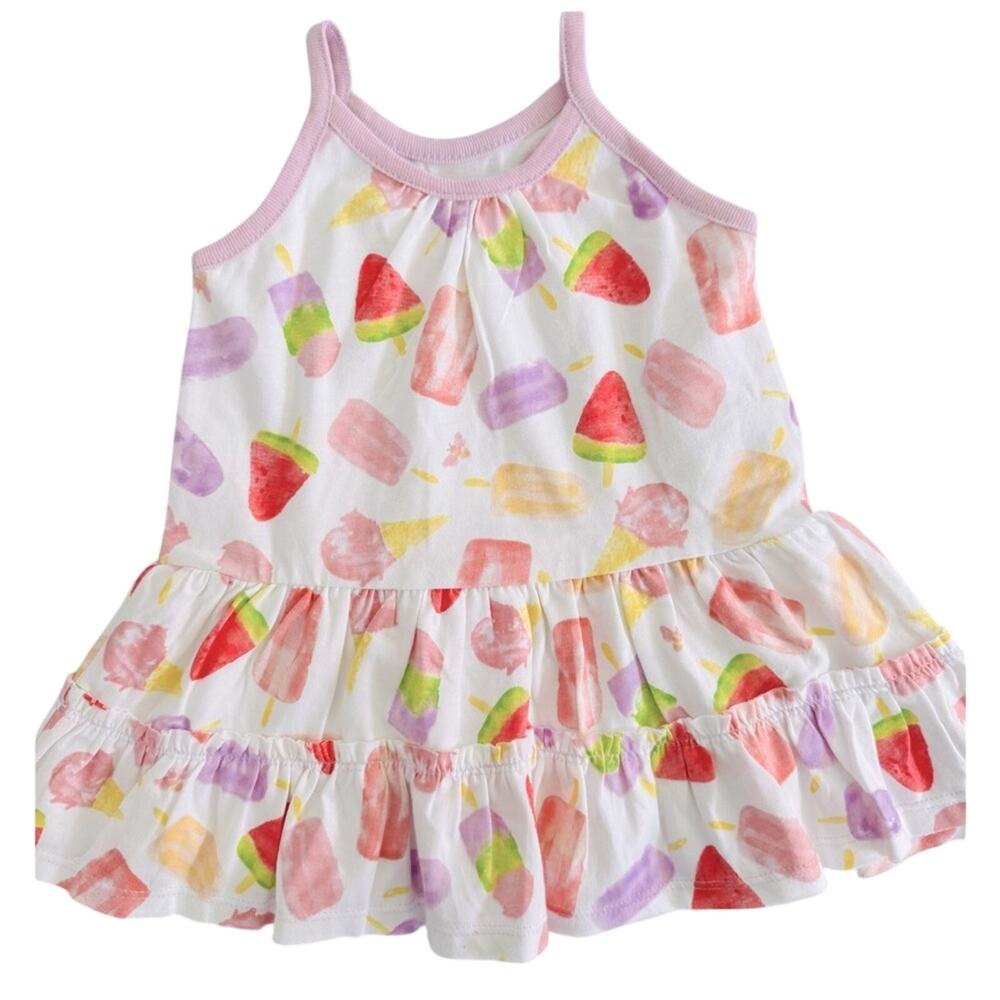 Burt's Bees Baby Girl Popsicle Print Summer Sun Tank Dress 12 m.